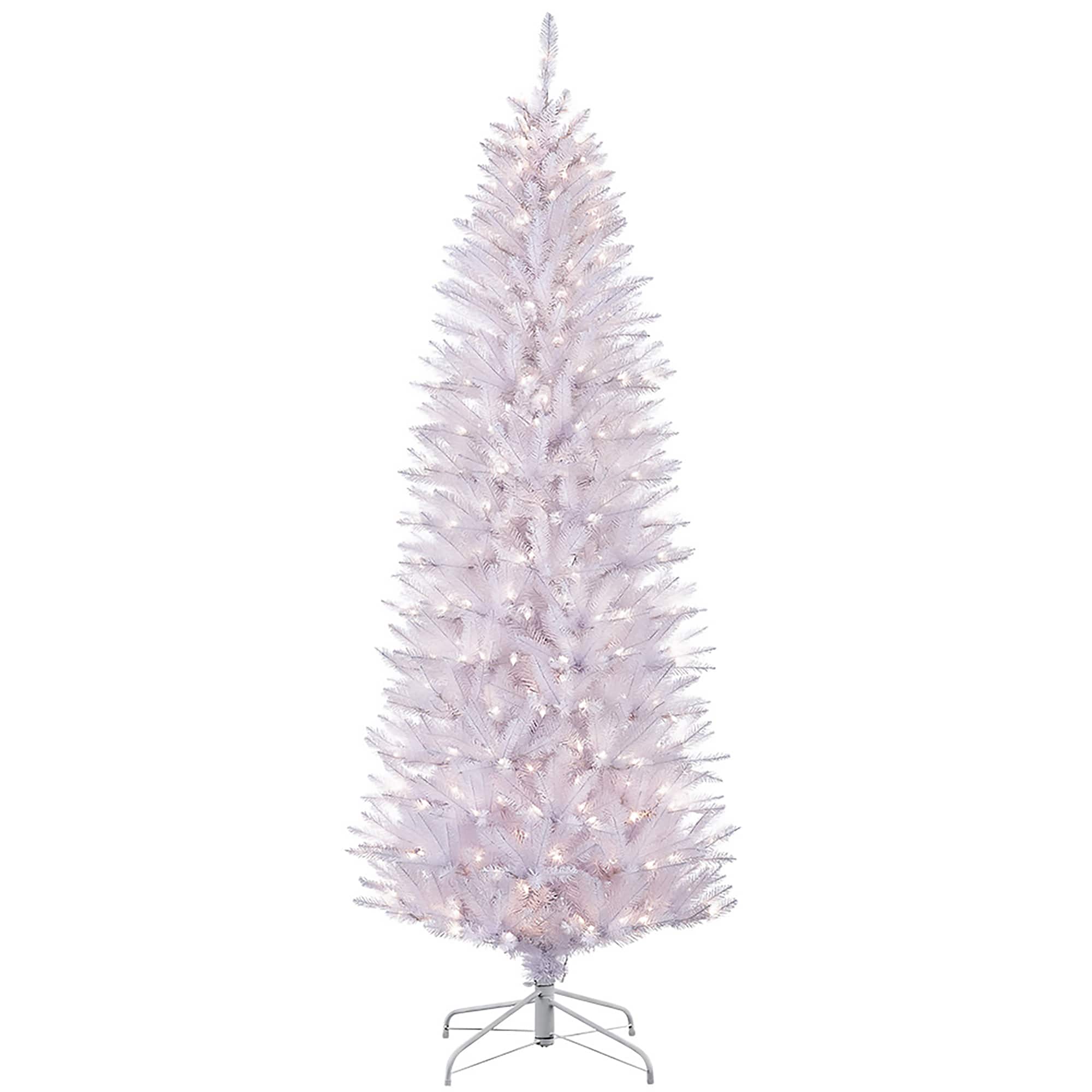 6 Pack: 4.5ft. Pre-Lit White Fraser Fir Artificial Christmas Tree, Clear Lights